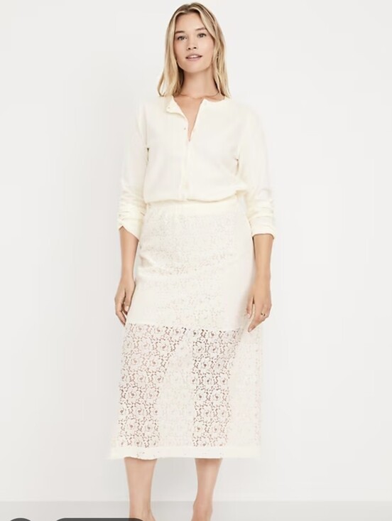 Old Navy Dresses & Skirts - NWT Old Navy Ivory Lace Midi Skirt -size Xl